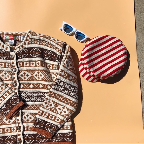 Vintage Sweaters - Vtg 80s Oversized Knit Novelty Sweater M